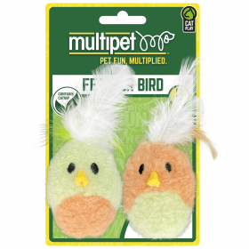 Multipet Feather Bird w/ Catnip Cat Toy Assorted Colors 5" 2pk