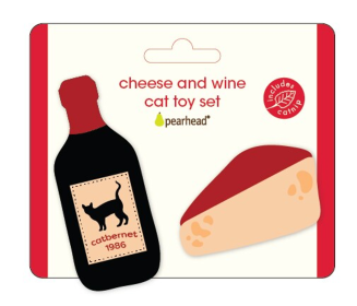 Pearhead Wine and Cheese Cat Toy Set 2pc