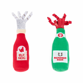 ZippyClaws Holiday Catnip Crusherz Reindeer Beer & Elf Nog Cat Toy 2pk