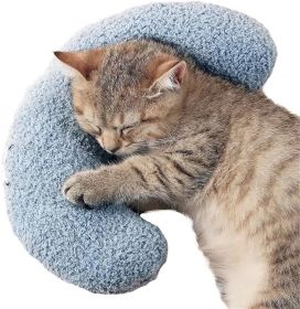 Soft Fluffy U-shaped Stuffed Pillow for Small Dog Cat Kitten Puppy Neck Pillow - BLUE