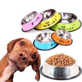 Pet Feeding Bowls Stainless Steel Non-slip Dog Bowl Durable Anti-fall Cat Puppy Feeder For Dogs Teddy Golden Retriever - red