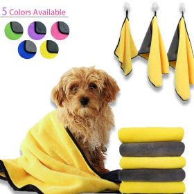 Pet dog cat bath towel soft coral fleece absorbent towel quick-drying bath towel convenient cleaning wipes pet supplies dropship - Yellow - 100x50cm