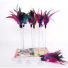 pack of 3 Bell feather cat stick pet cat toy rabbit hair cat stick sucker spring feather cat toy - Cock feather - About 35cm