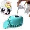 Bathroom Puppy Big Dog Cat Bath Massage Gloves Brush Soft Safety Silicone Pet Accessories for Dogs Cats Tools Mascotas Products - blue - Square