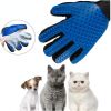 Dog Cat Pet Combs Grooming Deshedding Brush Gloves Effective Cleaning Back Massage Animal Bathing Fur Hair Removal - blue - 1 Palr