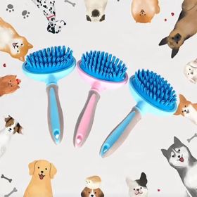 Dog brush High Quality Silicone Pet Dog Cat Grooming Comb Brush for Bathing Cleaning Massage Plastic Brush Comb for Dogs Cats - Pink