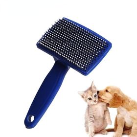 Pet Needle Combs Massage Pet Hair Remover Brush Cats Fur Cleaning Stainless Non-Slip Flea Chihuahua Pet Grooming Dog Supplies - Blue - S