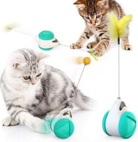 Cat Teaser Toy Feather Toy Cat Tumbler Teasing Ball with Bell Interactive Toy - Blue