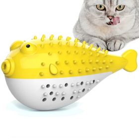 Fish Shape Built-in Small Bell Cat Pet Toothbrush Refillable Catnip Simulation Fish Teeth Cleaning 2 in 1 Chew Toys - yellow