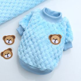 New Winter Pet Clothes; Cute Fleece Puppy Dress Warm Cat Coat; Pet Apparel; For Small & Medium Dogs - Sky Blue - S