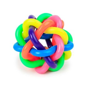 1pc Pet Chew Toys; Colorful Rubber Balls With Bell Bite Resistant Interactive Toy For Dogs & Cats - Small