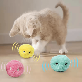 pack of 3; Cat Fluffy Toys Interactive Ball Catnip Cat Training Toy; Pet Playing Ball Squeaky Torch Sound Toy - Green& Yellow& Pink