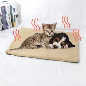 Self Heating Pet Mat; Non-Electric Pet Warming Pad; Self Warming ; Extra Warm Pet Mats For Dog & Cat - Khaki - 60*45cm/23.6*17.7in