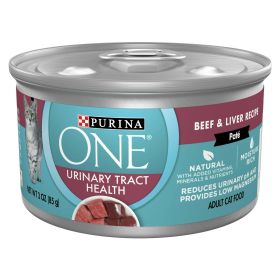 Purina ONE Urinary Tract Health Beef & Liver Natural Pate Wet Cat Food 3 oz Can - Purina ONE