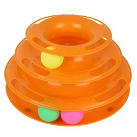 Pet Cat Crazy Ball Disk Interactive Toys Amusement Plate Trilaminar Funny Toy - Orange