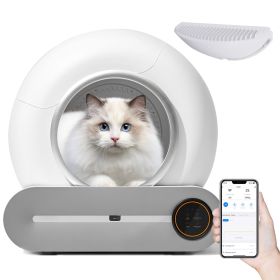 Self-Cleaning Cat Litter Box, Automatic Scooping and Odor Removal, App Control Support 2.4G WiFi, Smart Automatic Cat Litter Box with Liner - as Pic