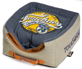 Touchdog Convertible and Reversible Vintage Printed Squared 2-in-1 Collapsible Dog House Bed - PB31BLLG