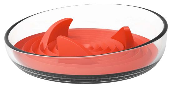 Pet Life 'Cirlicue' Shark Fin Shaped Modern Slow Feeding Pet Bowl - Orange