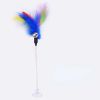 pack of 3 Bell feather cat stick pet cat toy rabbit hair cat stick sucker spring feather cat toy - Colorful feathers - About 35cm