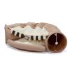 Collapsible Cat Tunnel Bed;  Hide Tunnel for Indoor Cats with Hanging Toys and Cushion Mat;  XH - Coffee