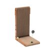 Indoor Cat Scratching Board for Small to Large Cat, Corrugated Board-Covered Cat Scratcher, Cat Scratching Pad with Bell and Built-in Toy - Brown