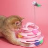 1pc Four-Tier Turntable Track Tower Cat Toy Plate With Plush Bird; Educational Toy; Random Delivery - Random