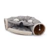 Collapsible Cat Tunnel Bed;  Hide Tunnel for Indoor Cats with Hanging Toys and Cushion Mat;  XH - Gray