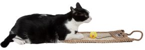 Pet Life Eco-Natural Sisal And Jute Hanging Carpet Kitty Cat Scratcher Lounge With Toy - Brown