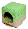 Touchdog Convertible and Reversible Vintage Printed Squared 2-in-1 Collapsible Dog House Bed - PB31GNLG