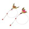 1 Piece Feathers Cat Teaser Cute Design Bell Steel Wire Cat Toys Interactive Cat Tickle Stick Plastic Handle Pet Products - as the picture