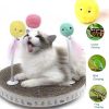 pack of 3; Cat Fluffy Toys Interactive Ball Catnip Cat Training Toy; Pet Playing Ball Squeaky Torch Sound Toy - Green& Yellow& Pink