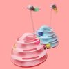 1pc Four-Tier Turntable Track Tower Cat Toy Plate With Plush Bird; Educational Toy; Random Delivery - Random