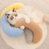 Soft Fluffy U-shaped Stuffed Pillow for Small Dog Cat Kitten Puppy Neck Pillow - BROWN