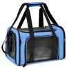 Carrier for Cat Pet Soft Transport Bag Foldable Dog Backpack 4 Open Doors Cat Ventilate Travel Bag Pet Supplies - Blue - 45x28x28(cm)