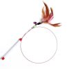 1 Piece Feathers Cat Teaser Cute Design Bell Steel Wire Cat Toys Interactive Cat Tickle Stick Plastic Handle Pet Products - as the picture