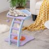 19 Inch Mohair Plush Cat Tree with Ladder and Jingling Ball