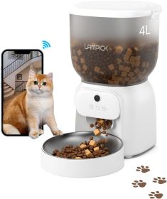 Automatic Cat Feeder with Camera, 1080P HD Video Cat Food Dispenser with Stainless Steel Bowls WiFi Automatic Pet Feeder with 2 Way Audio,Smart App Co