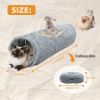 Large Cat Tunnel, 44.9 Inches Long Collapsible Cat Tube 9.8 Inches in Diameter, Collapsible Fluffy Plush Cat Toys for Indoor Cat,Rabbits and Puppies(U