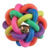 Pet Dog Puppy Cat Colorful Rubber Training Chew Ball Small Bell Squeaky Sound Play Toy Dog Bite Resistant Ball Dog Accessories