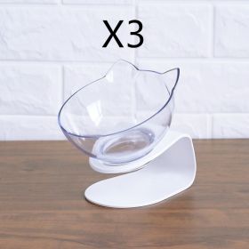 Non Slip Double Cat Bowl With Raised Stand Pet Food Cat Feeder Protect Cervical Vertebra Dog Bowl Transparent Pet Products (Option: Single transparent shelf3pcs)