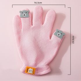 Pet Glove Cat Grooming Glove Cat Hair Deshedding Brush Gloves Cat Floating Hair Pet Hair Removal Brush Dog Bathing Massage Comb Silicone Hair Removal (Option: Pink-Left)