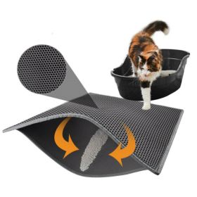 Pet Cat Litter Mat Double Layer Waterproof Urine Proof Trapping Mat,Cat scratching mat (Color: gray, size: 46x60 cm Foldable)