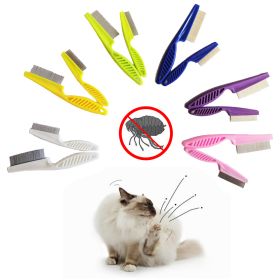 Pet Flea Tick Remover Dog Cat MultiColor Stainless Steel Comfort Hair Grooming Comb Protect Flea Lice Removal Hair Cleaner Comb (Color: Yellow, size: L)