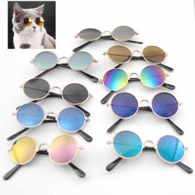 Pet Products Lovely Vintage Round Cat Sunglasses Reflection Eye wear glasses For Small Dog Cat Pet Photos Props Accessories (Color: Yellow)