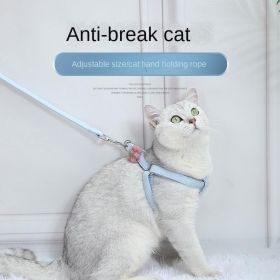 Cat leash cat chain walking cat leash pet chest strap knitted flowers leash cat pet supplies (Color: Sky Blue, size: M)