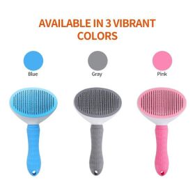 One-click Hair Removal Pet Comb Cat Comb Automatically Faded Dog Comb Pet Supplies Dog Brush Pet Accessories Pet Grooming (Metal color: blue)