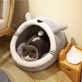 Cat's Nest Warm In Winter Closed Warm Cat's Nest Pet's Nest Cat's Four Seasons Universal Cat Villa (Color: gray, size: L)