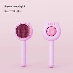 Pet comb, knot opening comb, cat comb, dog self-cleaning needle comb, cat comb, brush, floating hair, one piece for cross-border distribution (Specifications: Piggy Comb - Pink)