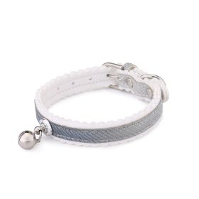 Pet Collar Safety Belt with Bell Small Dog Cat Collar Safe Soft Velvet Pet Products Adjustable Belt (Color: gray)