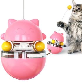 Orbital Ball Cat Play Toys; Ball Tumbler Cat Teasing Cat Stick; Interactive Cat Toys (Color: Pink)